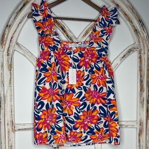 Mud Pie Colorful Floral Blouse